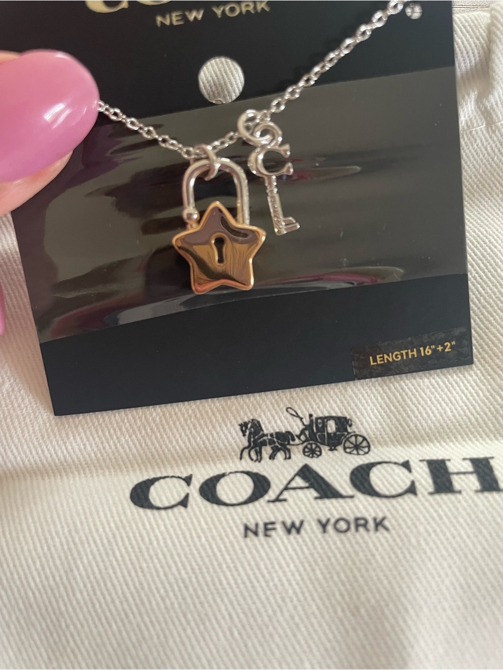 Coach Two-Tone Star Padlock & Key adjustable bracelet - Gold and Silver